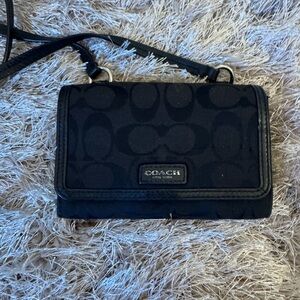 Coach Black Signature Crossbody Wallet Bag